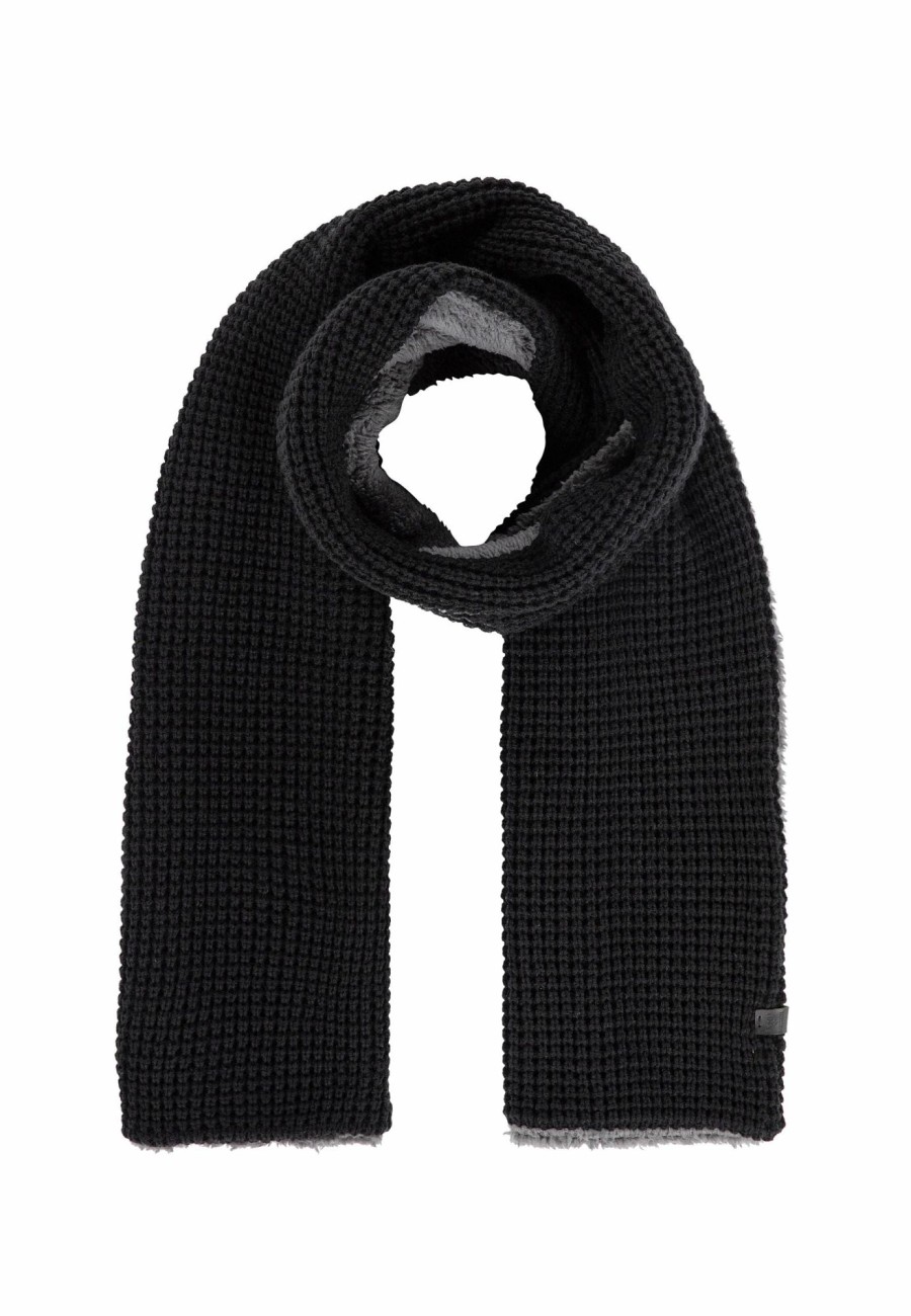 Men Bickley + Mitchell | Wool Waffle Teddy Scarf Black