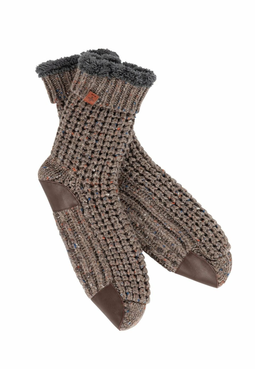 Men Bickley + Mitchell | Wool Blend Waffle Fleck Slipper Socks