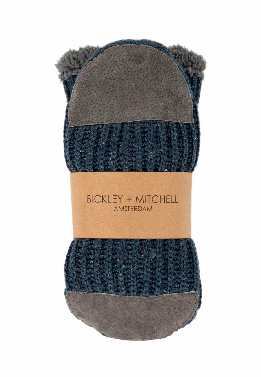 Men Bickley + Mitchell | Indigo Wool Blend Slipper Socks Navy Twist