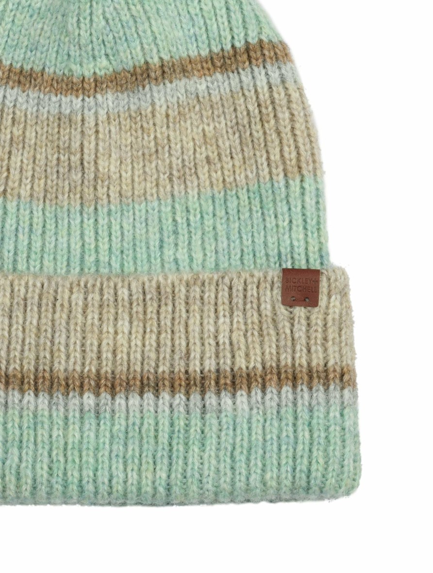 Girls Bickley + Mitchell | Stripe Wool Blend Beanie Seagreen