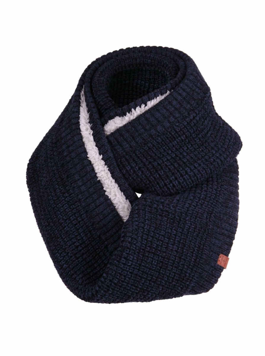 Men Bickley + Mitchell | Wool Waffle Teddy Infinity Scarf Navy Twist