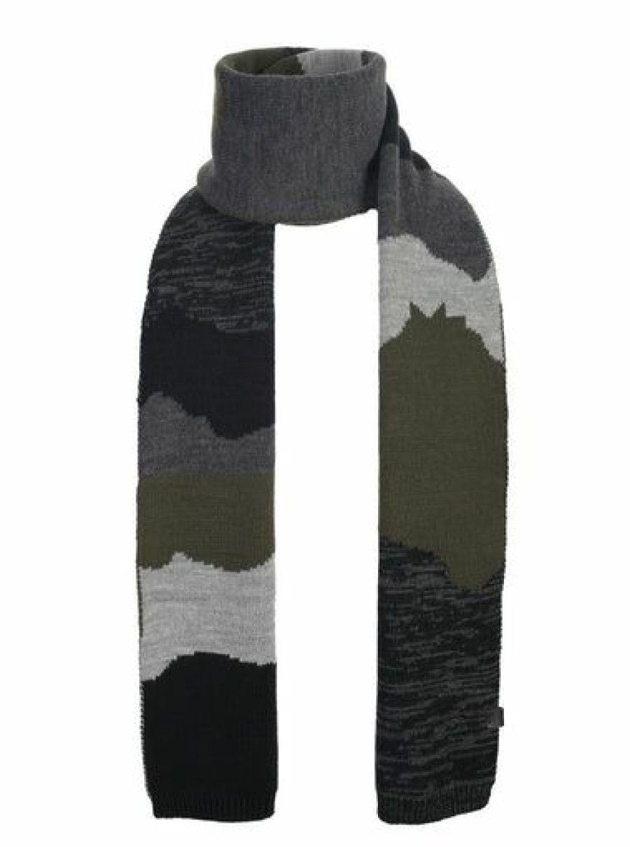 Men Bickley + Mitchell | Multicolor Jacquard Pattern Scarf Black