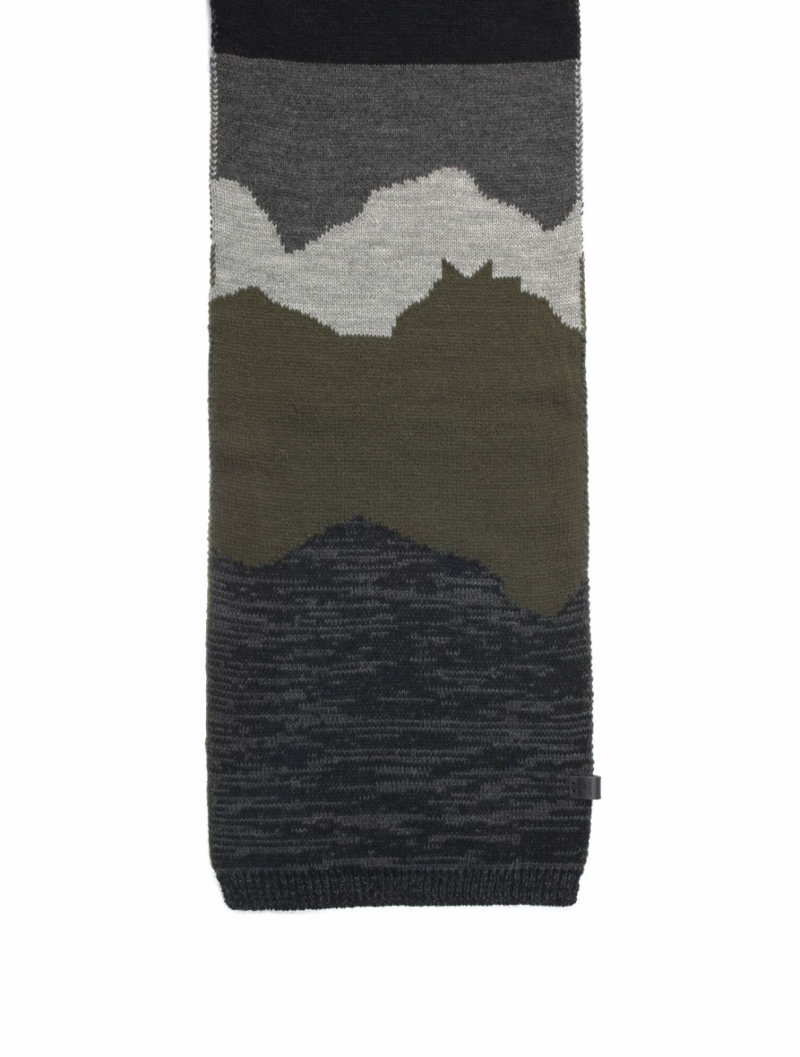 Men Bickley + Mitchell | Multicolor Jacquard Pattern Scarf Black